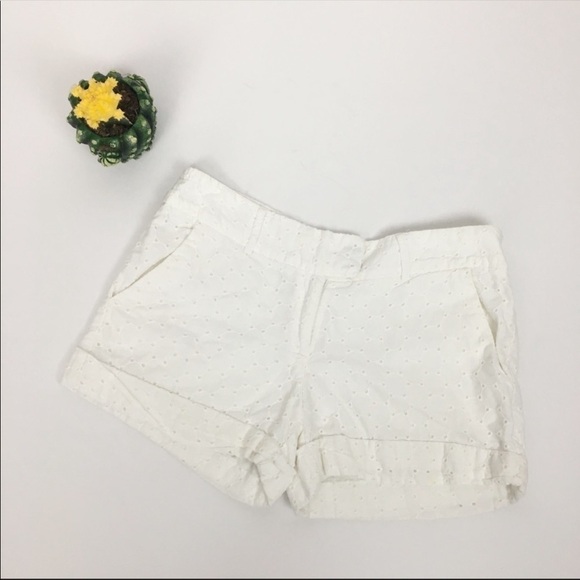 Bar III Short Size Small White Eyelet Cuffed Shorts Summer Cotton - Picture 2 of 8